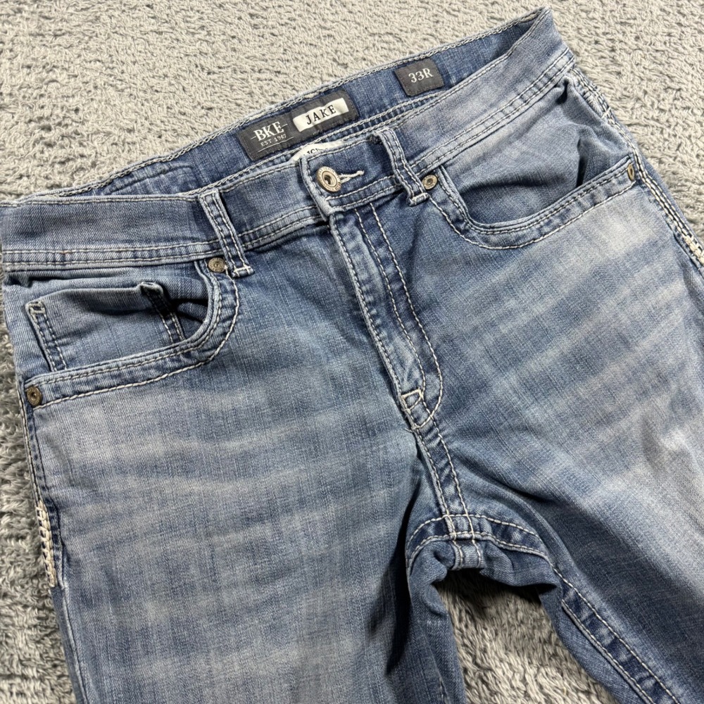 BKE Jake Straight Leg Jeans Medium Wash Western Style embroidered SZ 33x31